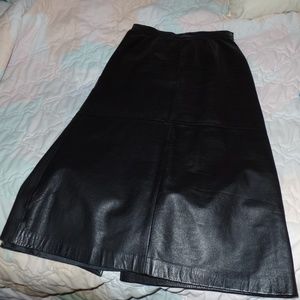 Clifford and Wills Maxi Black Leather Skirt